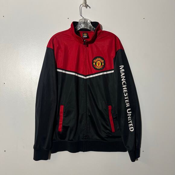 Manchester United Full Zip Up Black & Red Sportswear Sweatshirt Men’s Size Large - Picture 1 of 6